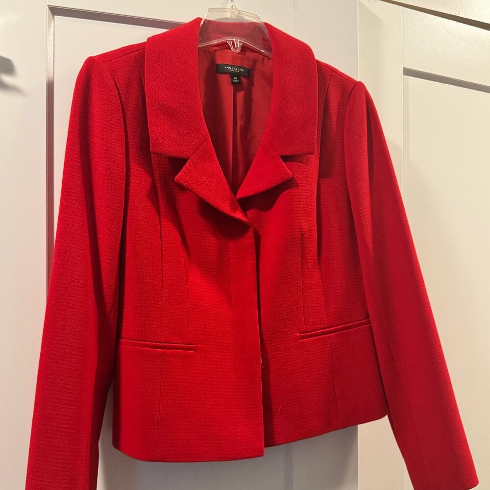 Ann Taylor Red Blazer, Wool Blend Size 10